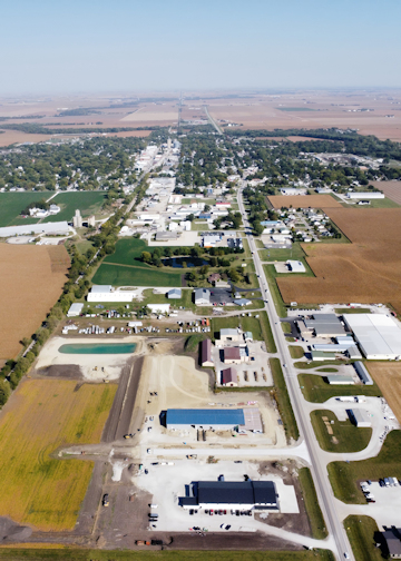 aerial view of new building with fairbury il in background